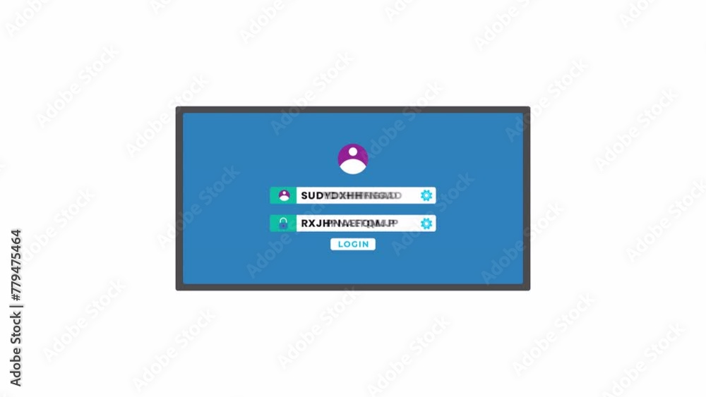 Wall mural login page animation with random username and password