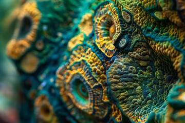 Close-up of vibrant coral textures showcasing nature's intricate designs and biodiversity.