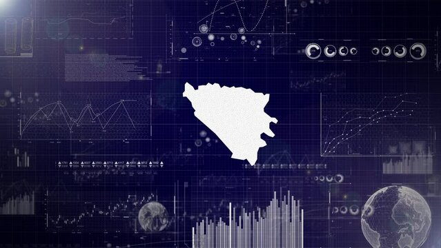Bosnia and Herzegovina Country Corporate Video With Abstract Elements Of Data analysis charts I Data analysis technological Video  globe,Growth,Graphs,Statistic Data of Bosnia and Herzegovina Country