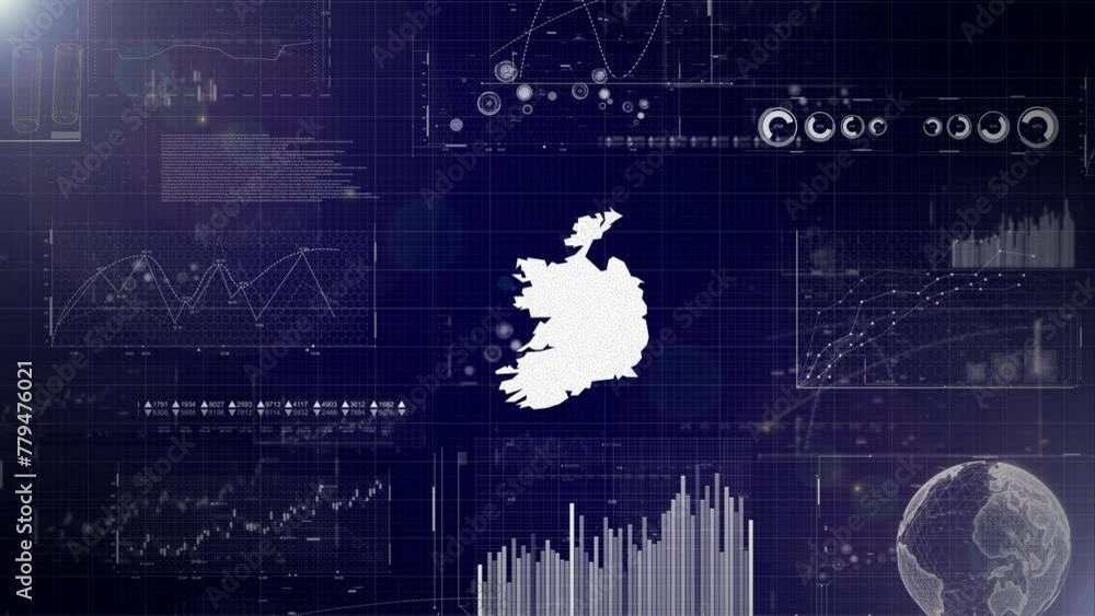 Poster ireland country corporate background with abstract elements of data analysis charts i showcasing dat