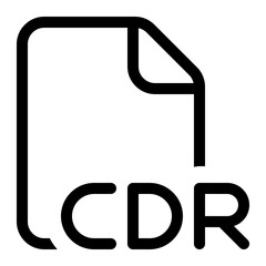 CDR file format icon in outline style. Simple file extension vector illustration — pixel-perfect icon.