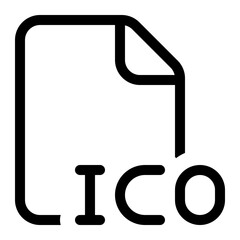 ICO file format icon in outline style. Simple file extension vector illustration — pixel-perfect icon.