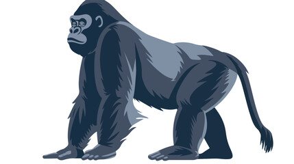 Angry Gorilla standing side view graphic vector flat