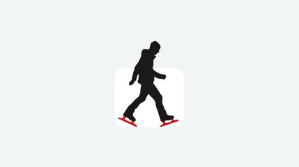 Fototapeta na wymiar Ban Figure Skating Black Silhouette Icon. Man Skater