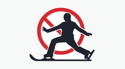 Ban Figure Skating Black Silhouette Icon. Man Skater