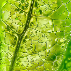 Green plant cells are magnified 200 - 779478227