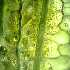 Green plant cells are magnified 200 - 779478252