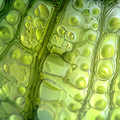 Green plant cells are magnified 200 - 779478262