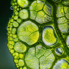 Green plant cells are magnified 200 - 779478265