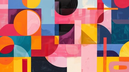 Abstract geometric shapes in a vibrant color palette  AI generated illustration