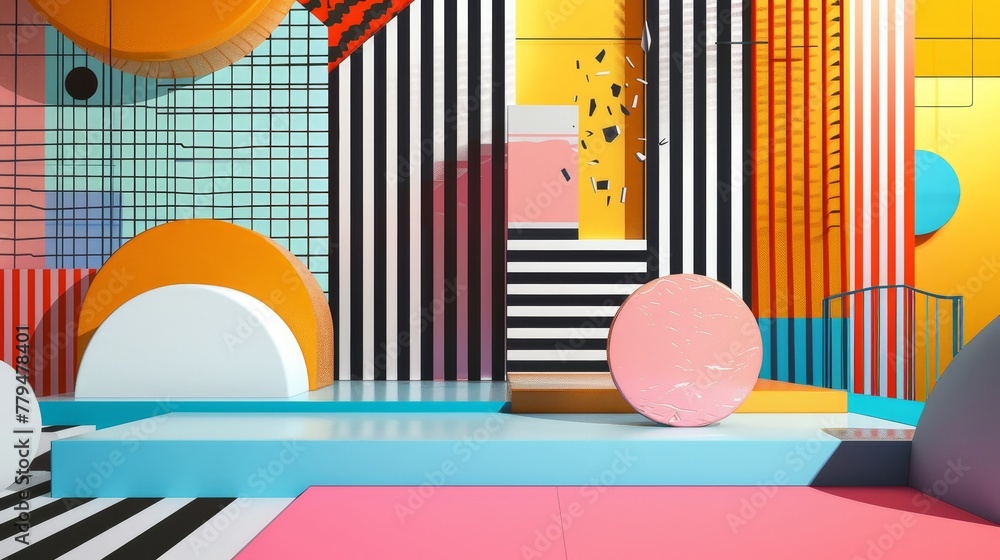 Poster abstract shapes and graphic design elements in a pop art inspired setting ai generated illustration