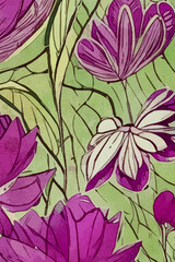 Obraz premium Watercolor painting on canvas. Artistic brush strokes. Botanical illustration for printing on wall decorations. Generated by Ai