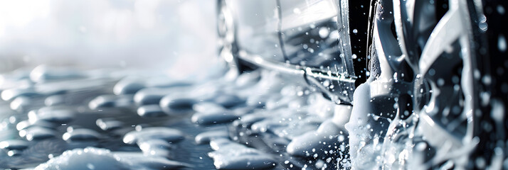 Highspeed photo of splash in water, Fluid Motion: High-Speed Photography Freeze Frame of Water Splash - obrazy, fototapety, plakaty