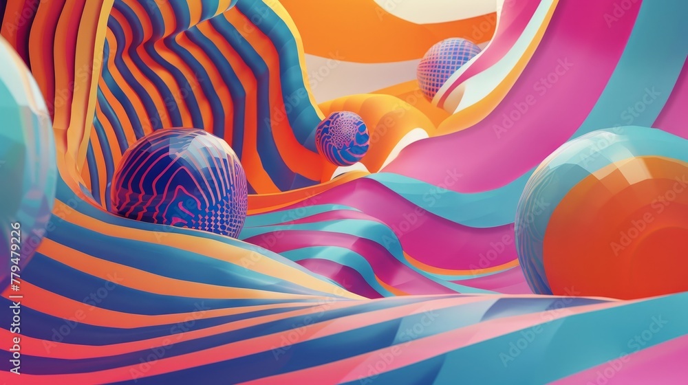 Aufkleber an abstract d design with a psychedelic color palette ai generated illustration