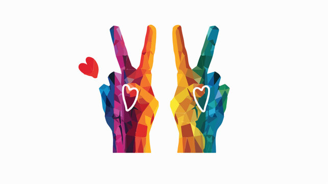 Peace love and unity hand sign flat vector isolated on