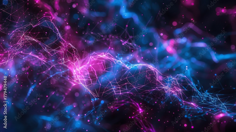 Aufkleber an abstract concept of interconnectedness represented as a web of glowing neon threads ai generated 