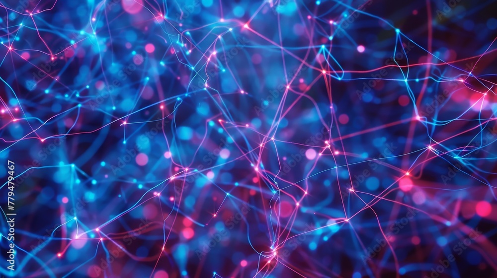 Aufkleber an abstract concept of interconnectedness represented as a web of glowing neon threads ai generated 