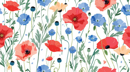 Fototapeta na wymiar Poppy cornflower wildflowers. Flowers. Vector illustration