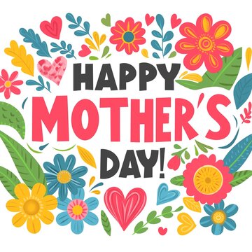   illustration of happy mother 's day greeting card design with colorful floral frame. Happy Mothers Day card with flowers. 