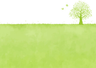 緑の木と草原の背景イラスト