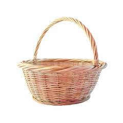 Fototapeta na wymiar Wicker basket with handle on Transparent Background