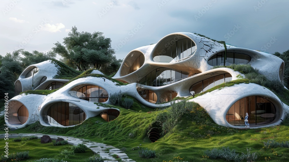 Poster an otherworldly landscape with twisted architecture ai generated illustration