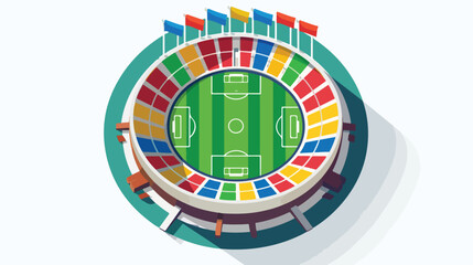 Round sports stadium with flags icon in flat style