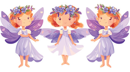Little cute angel with ornaments in the form of purple