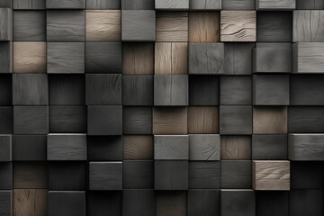 Gray Wooden Cubes Blocks Background. Generative AI