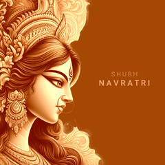 portrait of Maa Durga navaratri festival greeting background illustration  - obrazy, fototapety, plakaty