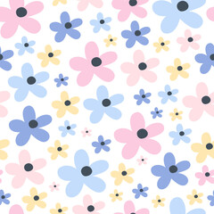 Cute spring flowers pattern. Great for fabric or wrapping paper - 779483447