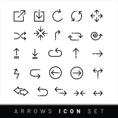 website arrows icon set. Arrow for app logo design. Line with Editable stroke