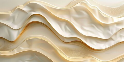 Luxurious cream wavy background with leaf intricate golden line elements.