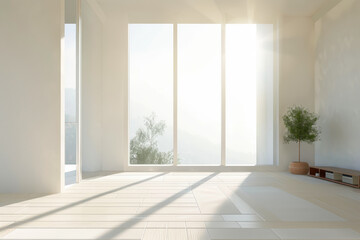 light-filled room with a large window