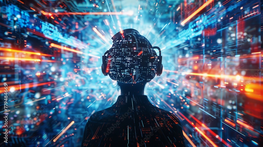 Poster blurring the lines between reality and virtuality ai generated illustration
