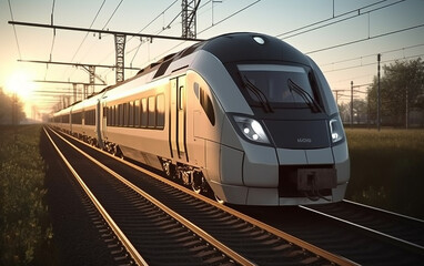 Fototapeta premium Train running fast