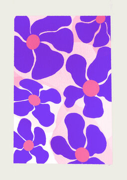 Purple color flower pattern over colored background