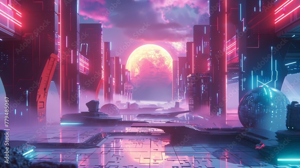 Poster bold typography and retro-futuristic elements in a surreal setting ai generated illustration