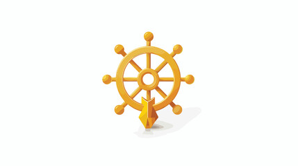 Ship steering wheel - vector icon yellow map pointer