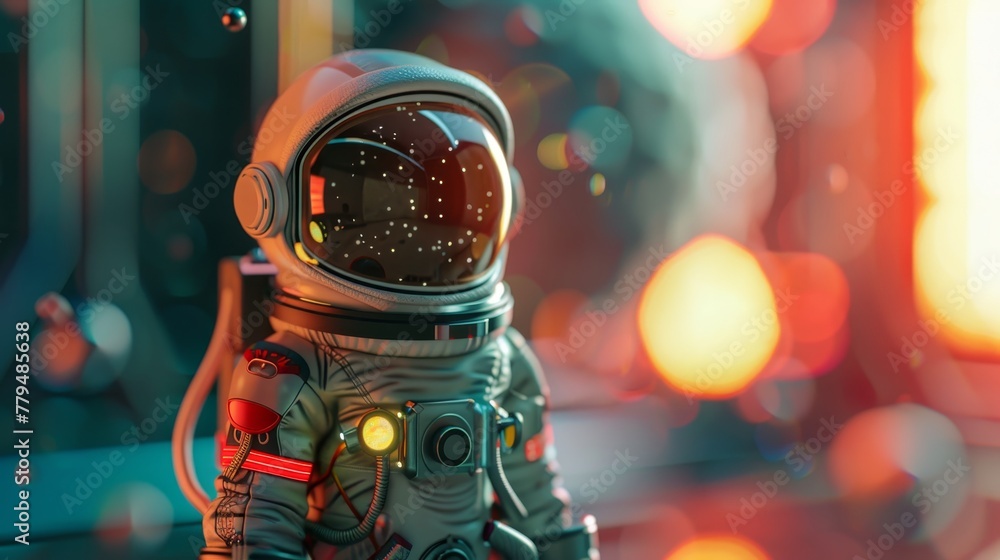 Poster cd interpretation of a tiny astronaut on a space adventure ai generated illustration