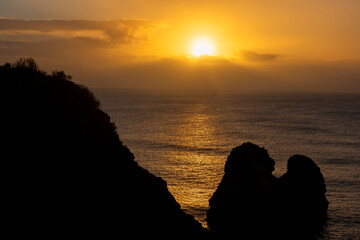 Algarve Coastline At Sunrise In Portugal