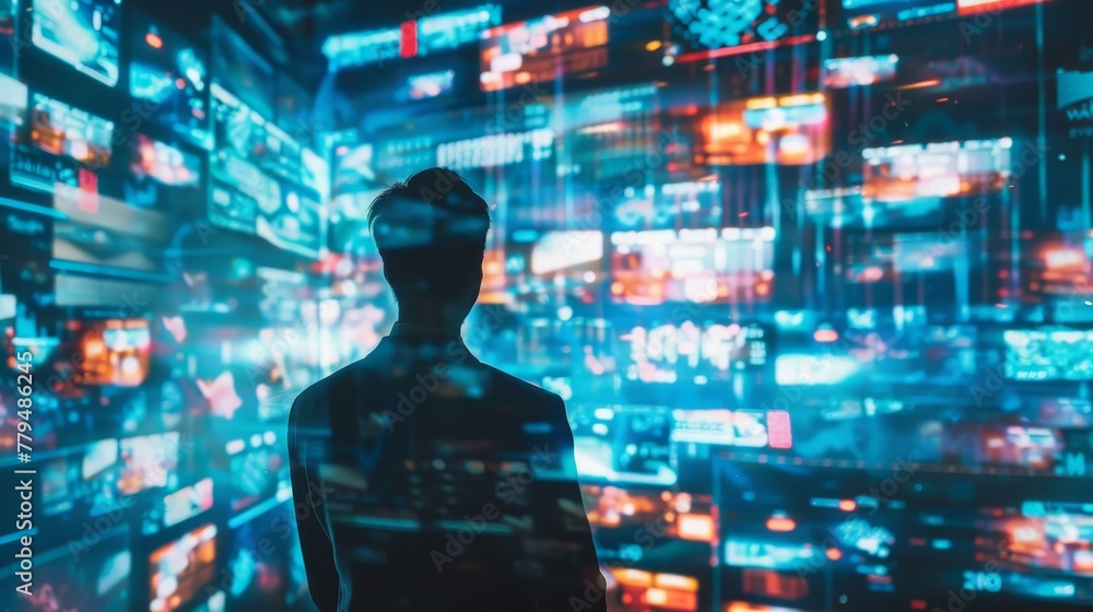 Poster capturing the essence of the digital zeitgeist in visual form ai generated illustration