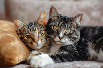 Two cats on the sofa