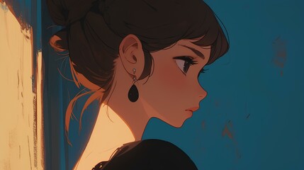 emotional detailed portrait of lovely girl. Japanese animation style digital art illustration painting. anime aesthetic. generative AI