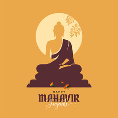 Obraz na płótnie Canvas Happy Mahavir Jayanti Festival Vector Design Background Template