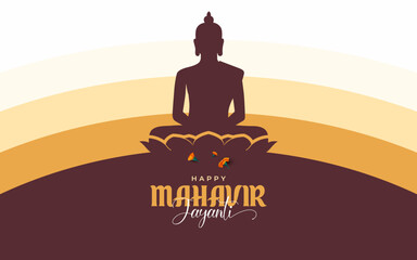 Happy Mahavir Jayanti Festival Vector Design Background Template - obrazy, fototapety, plakaty