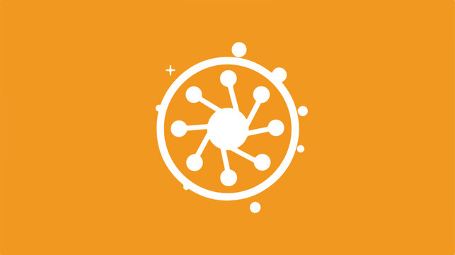 Molecular bond sign. In white circle on a orange background