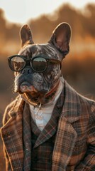 Casual yet chic anthropomorphic man dog posing outdoors  AI generated illustration