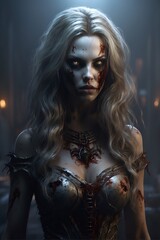 Bloody Terror of Gorgeous Female Zombie
