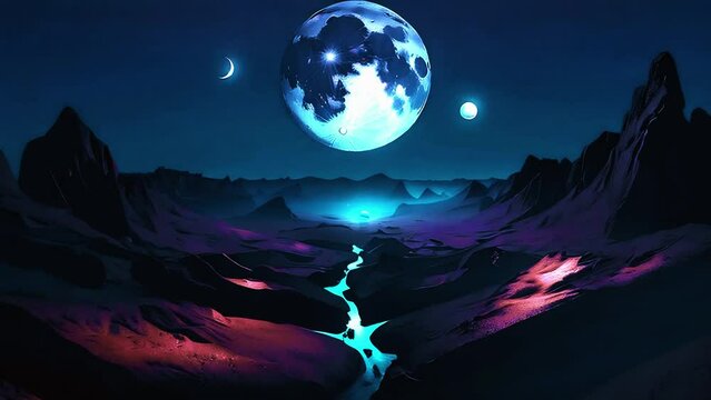 Alien world and moon background